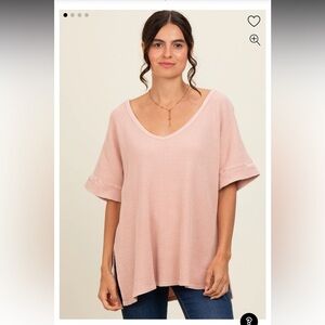 Pink Blush Mauve Waffle Knit Women’s Top